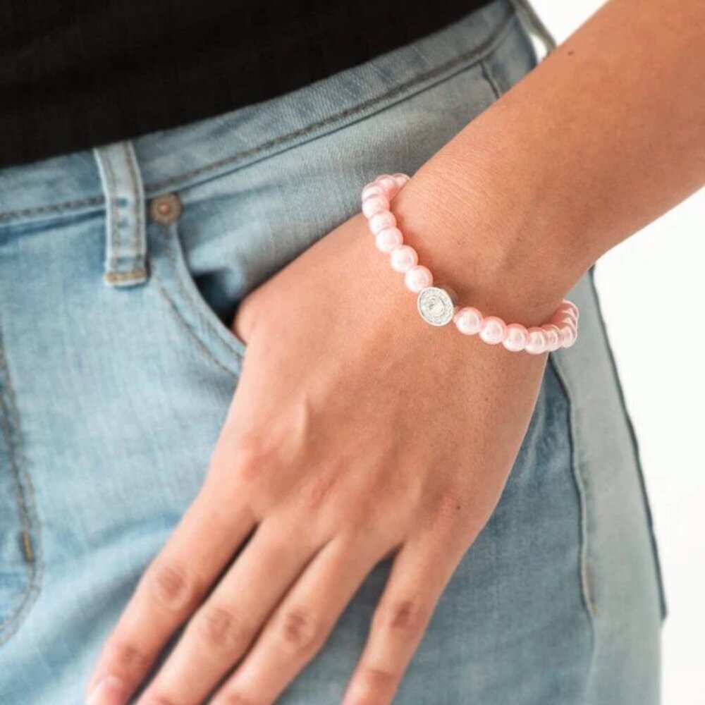 Paparazzi Jewelry Accessories - Follow My Lead - White Bracelet - Vintage